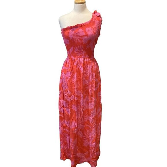 NWT Japna Tropical Floral Smocked One Shoulder Resortwear Maxi Dress size M - Picture 1 of 10